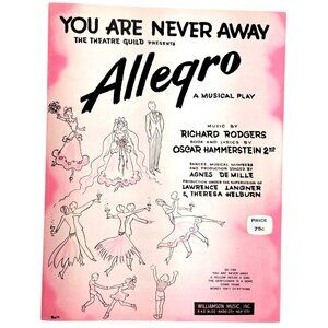 Vintage You Are Never Away Sheet Music Allegro 1947 Rodgers Hammerstein Musical